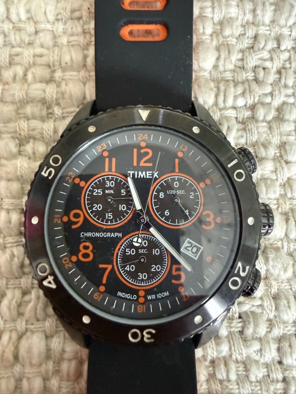 Timex Black and Orange Sport Chronograph Watch